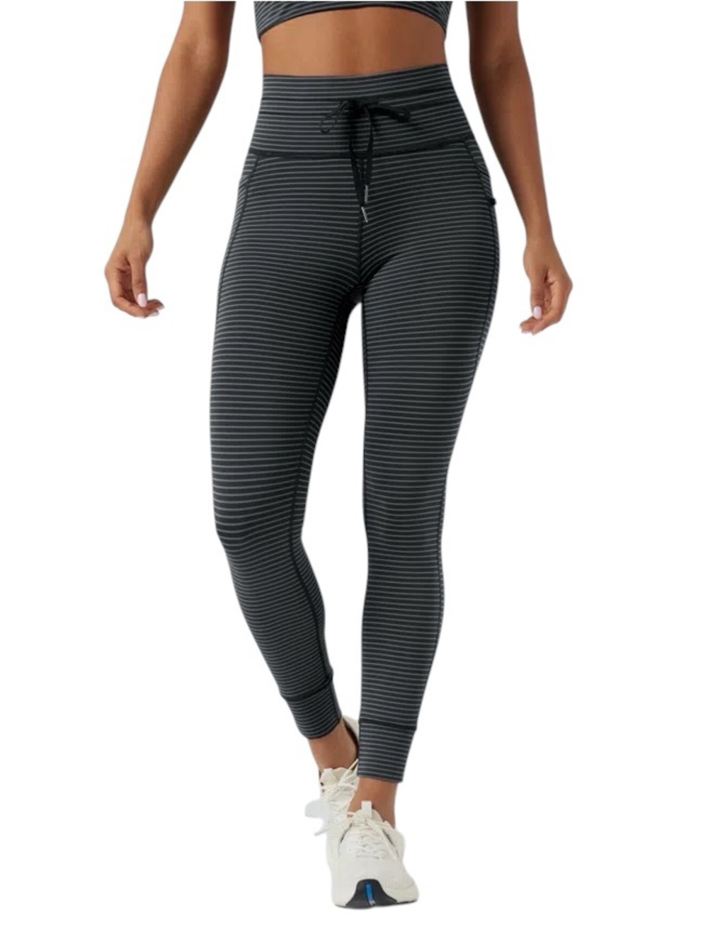 Halara High Waisted Drawstring Striped Yoga Leggings with Pockets Size S